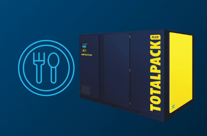 Quando se deve usar óleo de compressor de grau alimentício? 1 Compressor Metalplan Rotor Plus sobre reservatório de ar comprimido, preparado para lubrificante de grau alimentício.